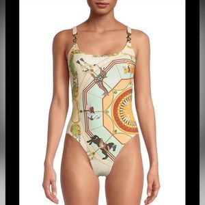 NWT Tory Burch Clip Tank Swimsuit in Orange Carousel